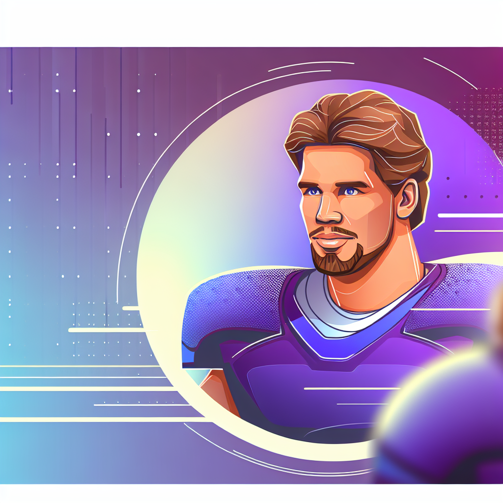 Professional illustration for blog section about The Role of Personal Growth in Ronaldo's Career. Color palette: purple and b