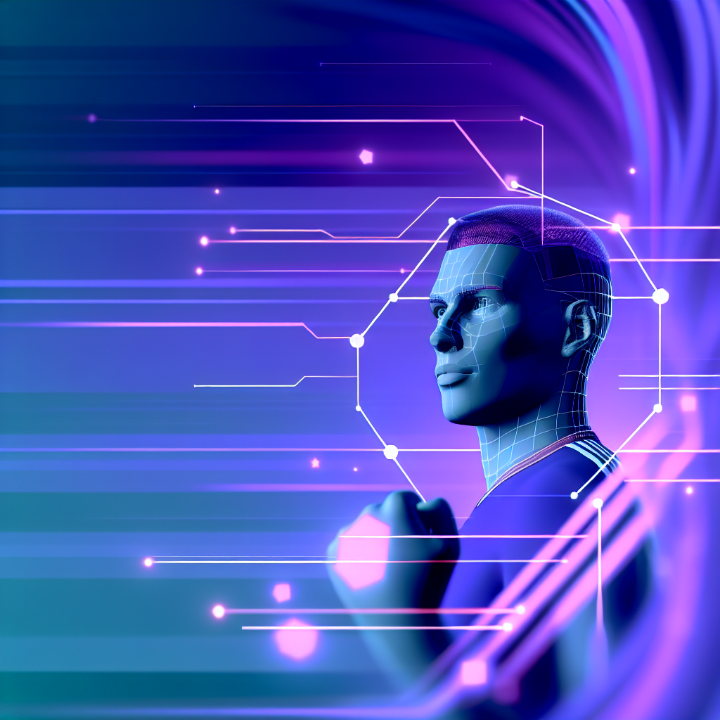 Professional illustration for blog section about How Ronaldo's Ambitions Influence Fans. Color palette: purple and blue gradi